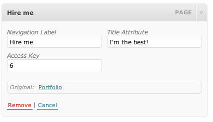 WordPress Nav Menu Access Keys
